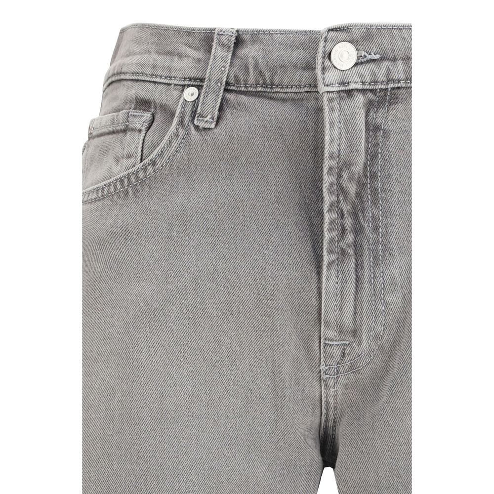 7FOR Gray Cotton Relaxed Fit Jeans - Bonnie Curvilinear