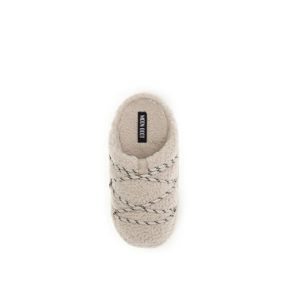 Moon Boot Teddy Slipper Beige Polyamide Flats for Women