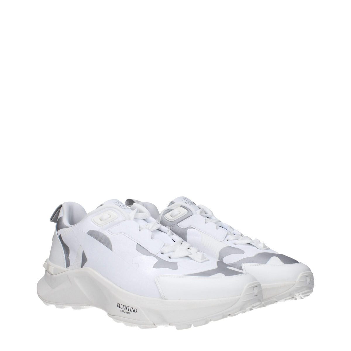 Valentino Garavani White Fabric Athletic Sneakers for Men