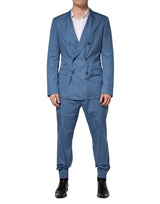 Dolce & Gabbana Blue Cotton Double Breasted 2 Piece Suit