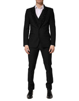 Dolce & Gabbana Black Wool Single Breasted 3 Piece Suit