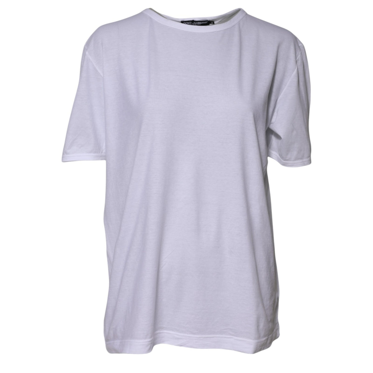 Dolce & Gabbana T-shirt en coton blanc à col rond et manches courtes