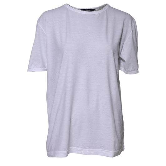 Dolce & Gabbana T-shirt Blanc en Coton à Manches Courtes