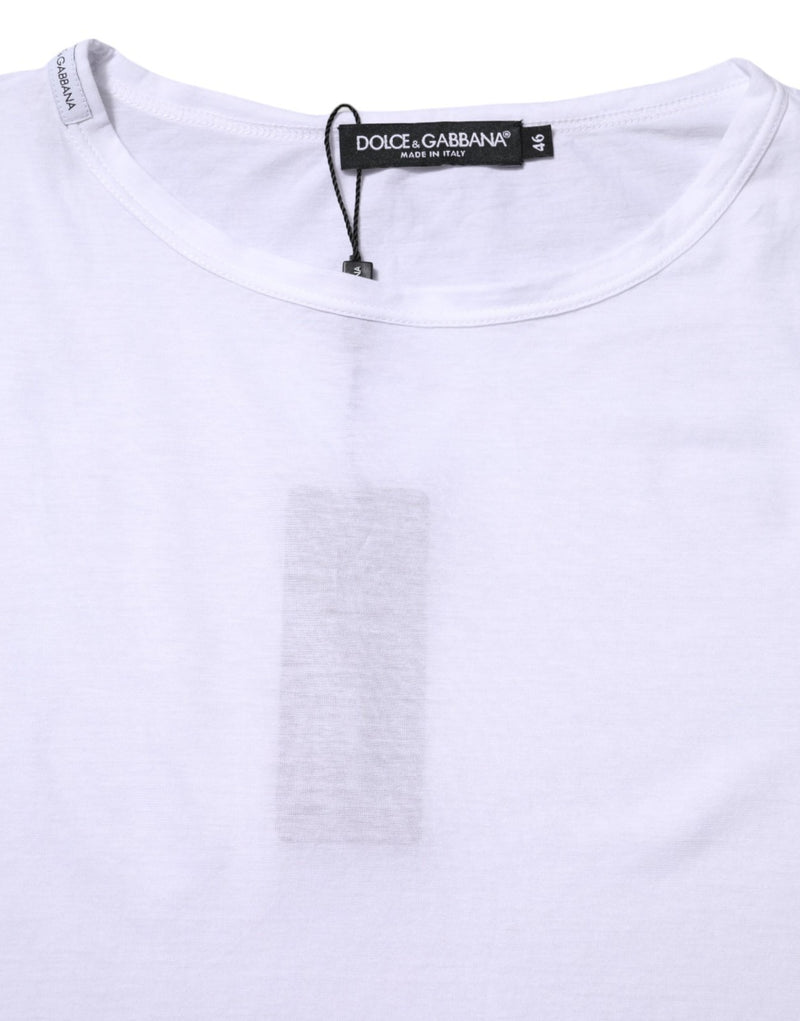 Dolce & Gabbana White Cotton Crew Neck Short Sleeves T-shirt