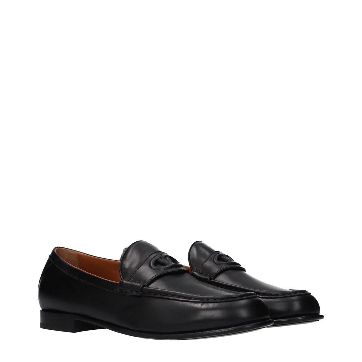 Valentino Garavani Black Leather Slip-On Loafers for Men