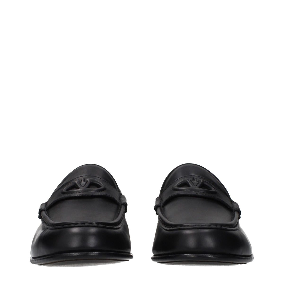 Valentino Garavani Black Leather Slip-On Loafers for Men