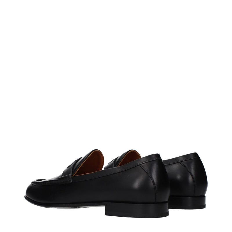 Valentino Garavani Black Leather Slip-On Loafers for Men