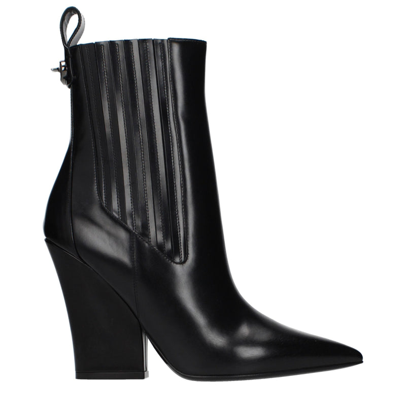 Valentino Garavani Black Leather Ankle Boots for Women