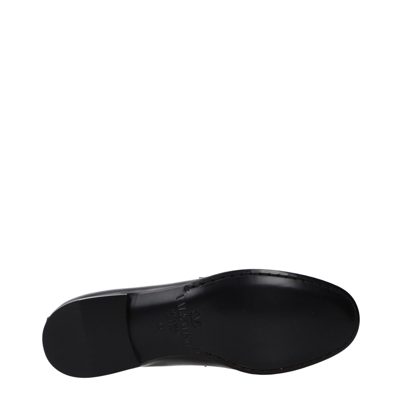 Valentino Garavani Black Leather Slip-On Loafers for Men