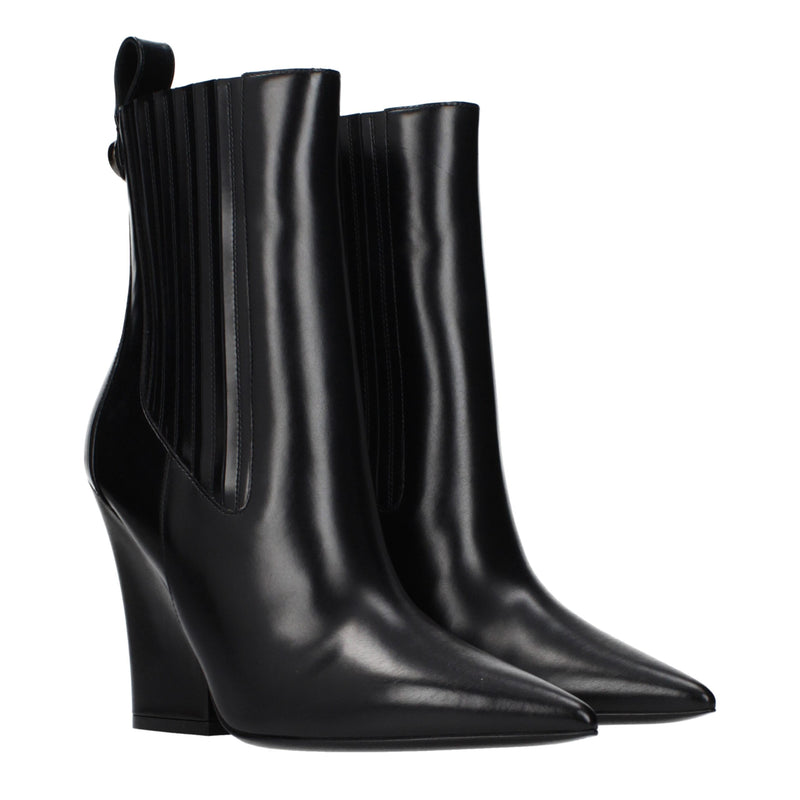 Valentino Garavani Black Leather Ankle Boots for Women