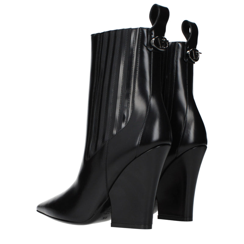 Valentino Garavani Black Leather Ankle Boots for Women