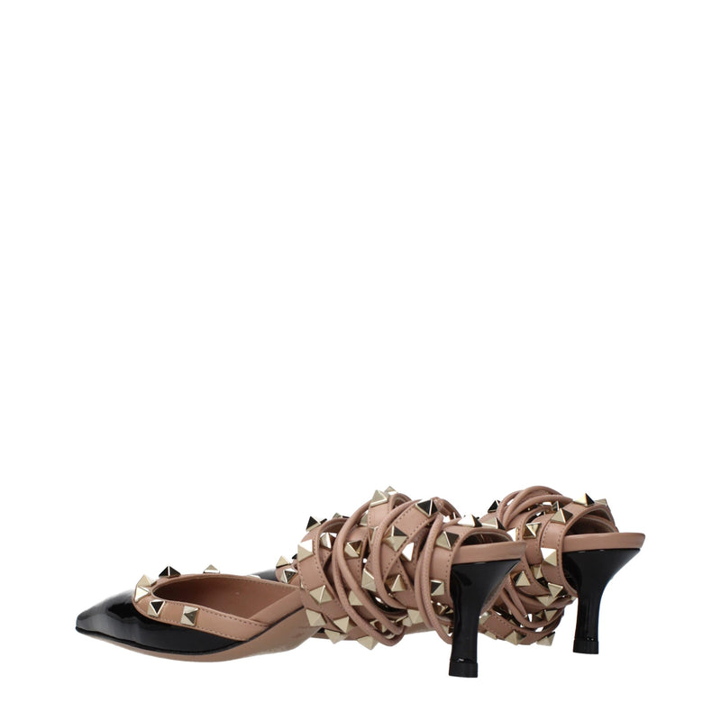 Sandales à bride en cuir noir Valentino Garavani