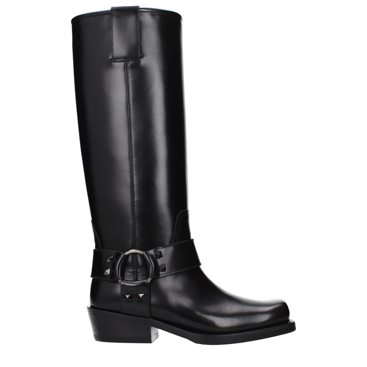 Valentino Garavani Black Leather Boots with Studs