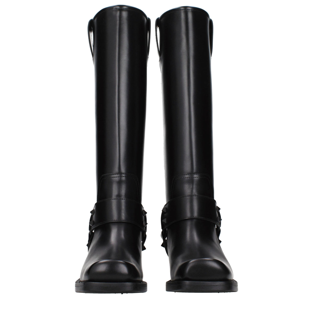 Valentino Garavani Black Leather Boots with Studs