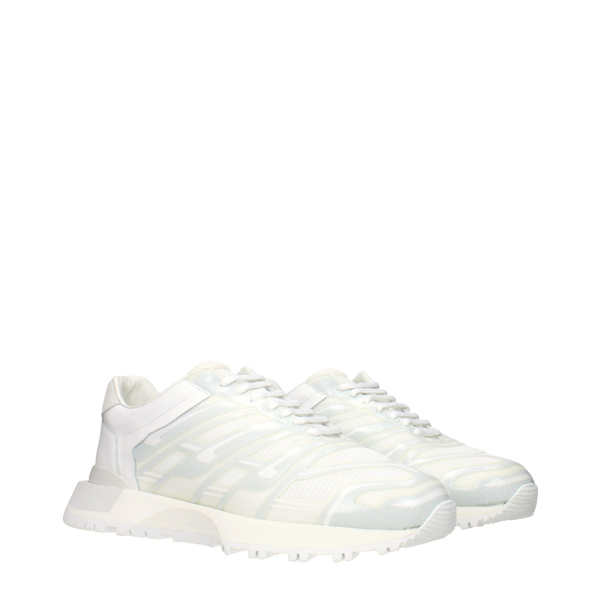Maison Margiela White Fabric Athletic Sneakers for Men