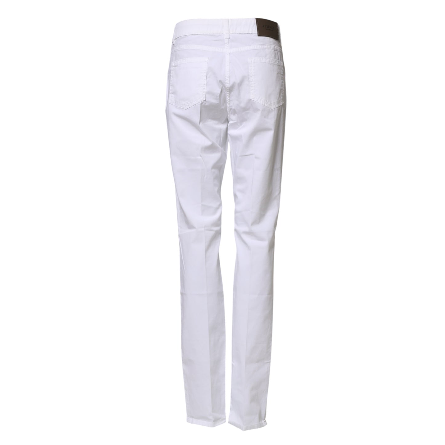 Peserico White Cotton Skinny Mid Waist Chino Trouser Pants