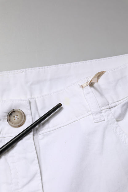 Peserico White Cotton Skinny Mid Waist Chino Trouser Pants