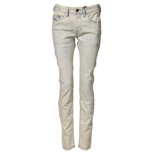 Diesel White Mid Waist Skinny Denin Casual Cotton Trouser Jeans