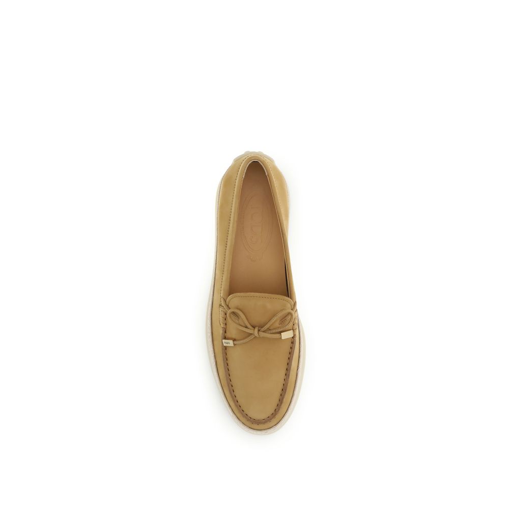Mocassins à plateforme en caoutchouc beige Tod's