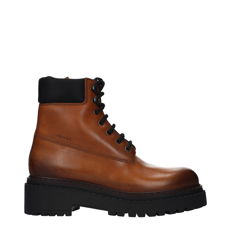 Prada Brown Leather Ankle Boots - Timeless Luxury Footwear