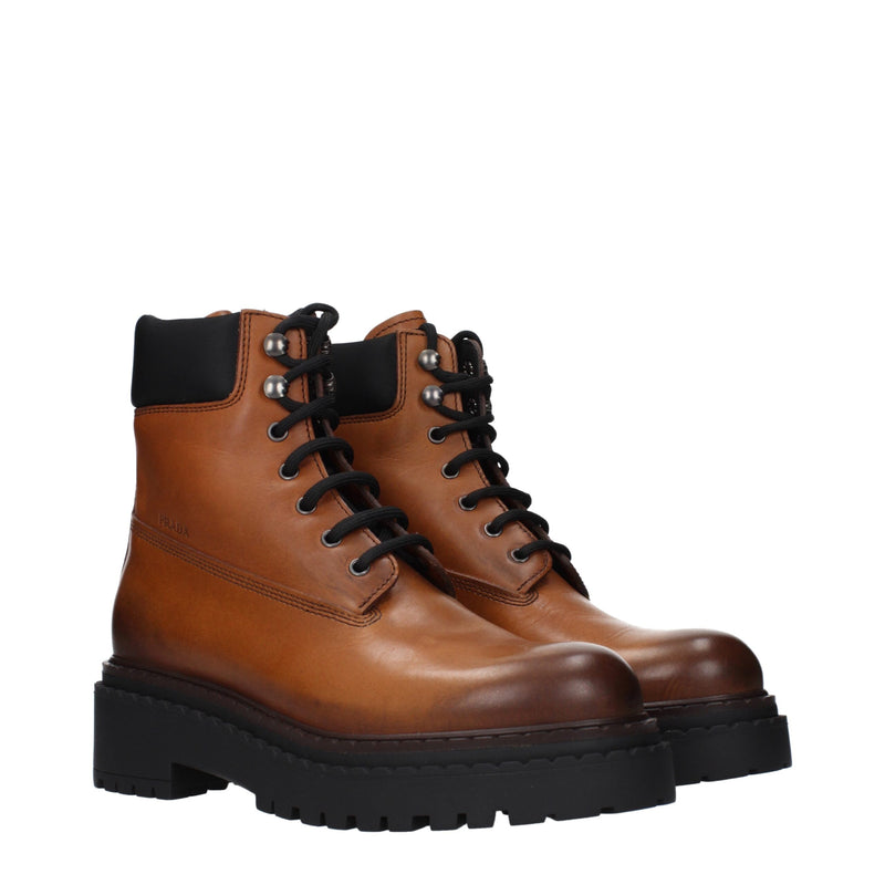 Prada Brown Leather Ankle Boots - Timeless Luxury Footwear
