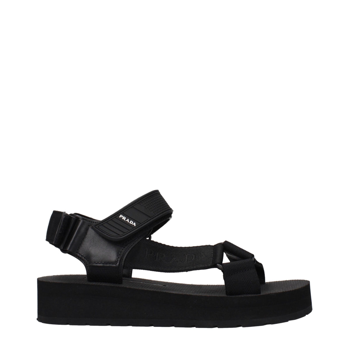 Prada Black Fabric Flat Sandals - Stylish Footwear for Women