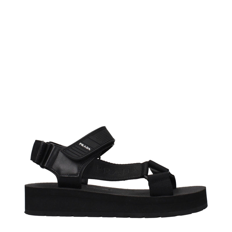 Prada Black Fabric Flat Sandals - Élégance et Confort pour Femmes