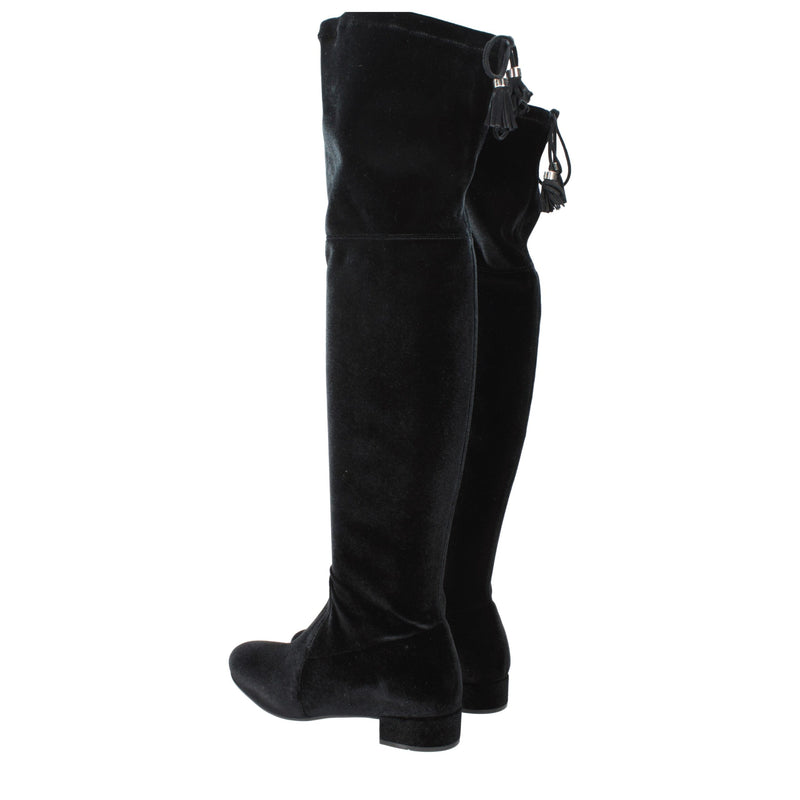 Prada Black Velvet Over The Knee Boots - Luxurious Style