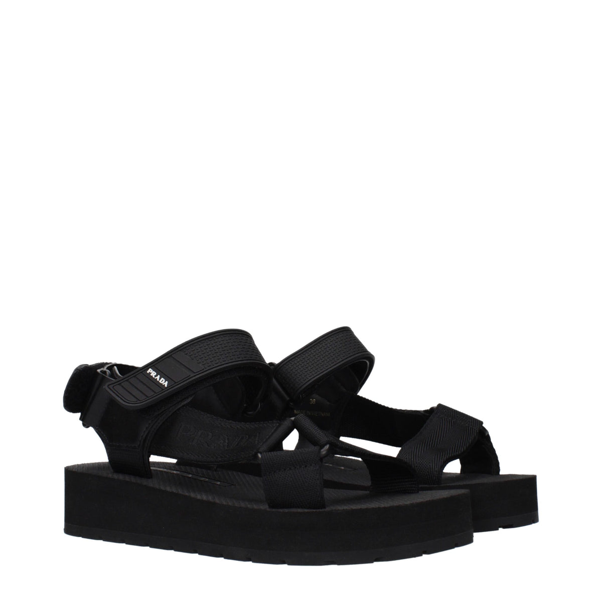 Prada Black Fabric Flat Sandals - Stylish Footwear for Women