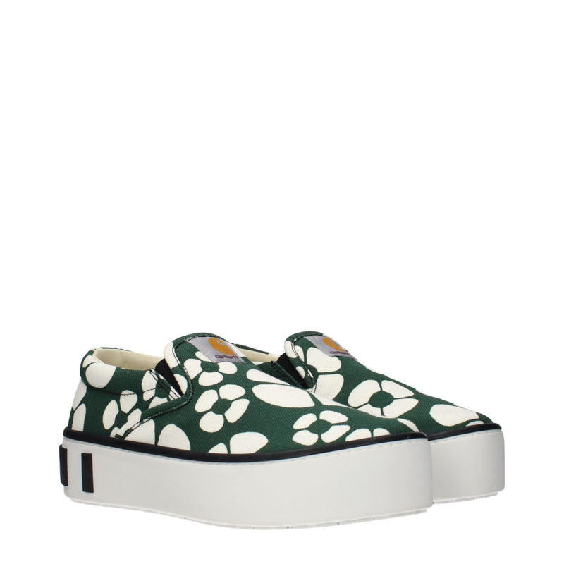 Marni Green Fabric Slip-On Loafers for Women