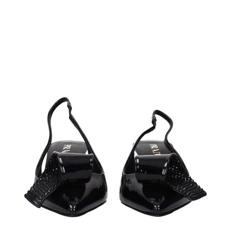 Prada Black Leather Stiletto Heel Sandals