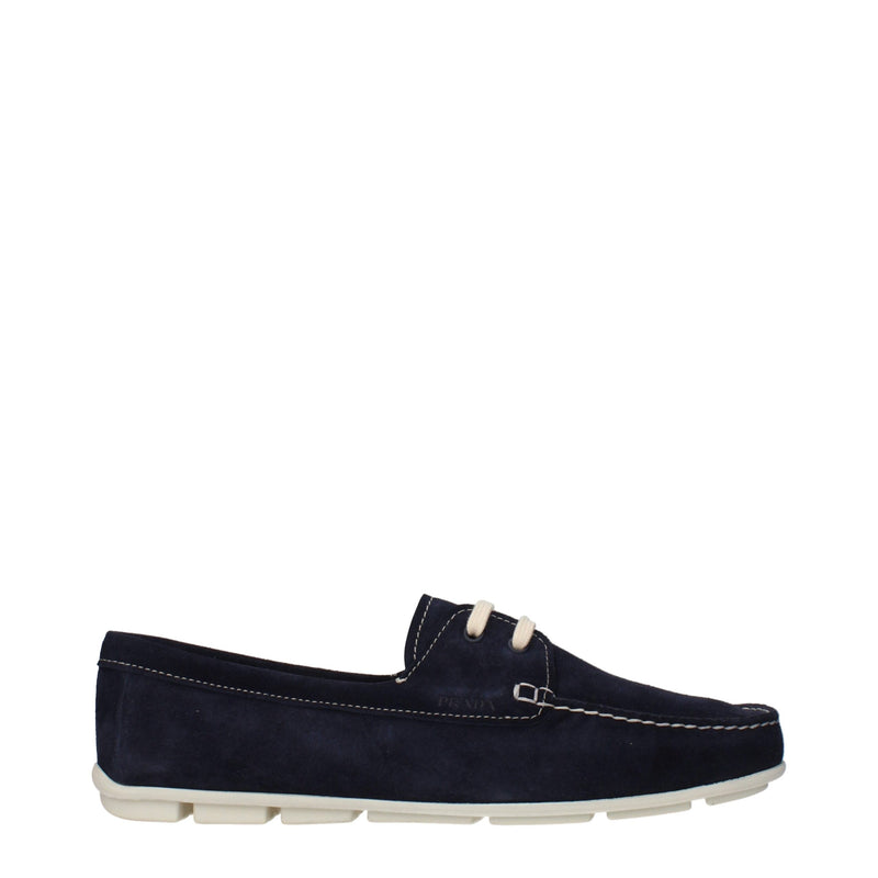 Prada Blue Leather Slip-On Loafers for Women