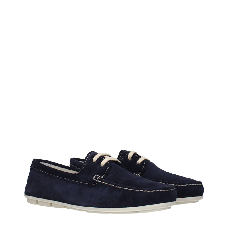 Prada Blue Leather Slip-On Loafers for Women