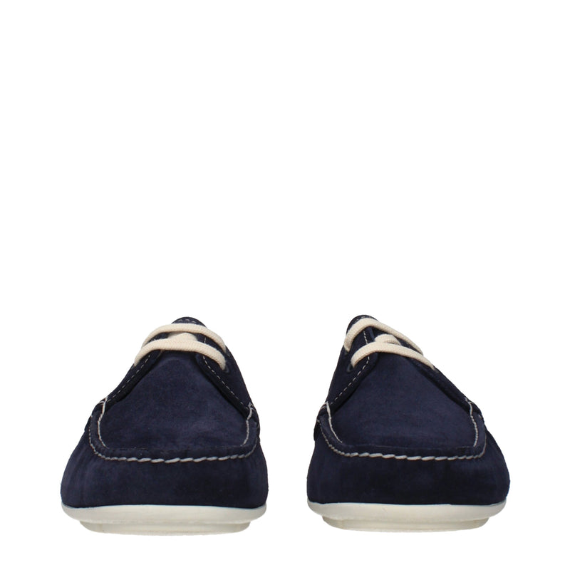 Prada Blue Leather Slip-On Loafers for Women