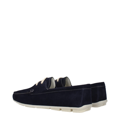 Prada Blue Leather Slip-On Loafers