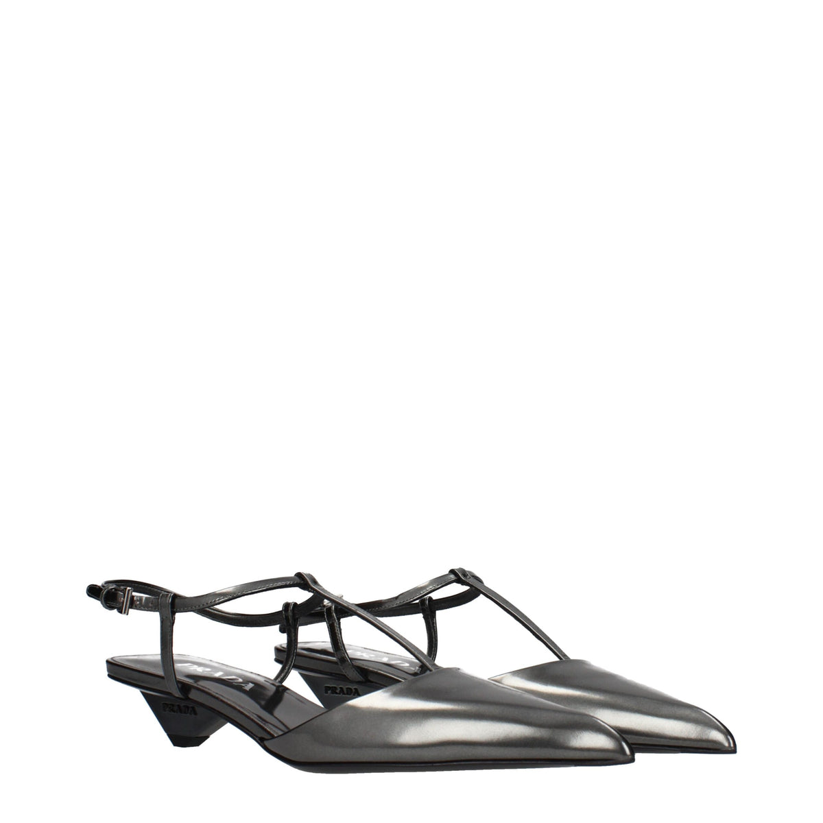 Prada Gray Leather Flat Sandals for Women - Stylish Comfort