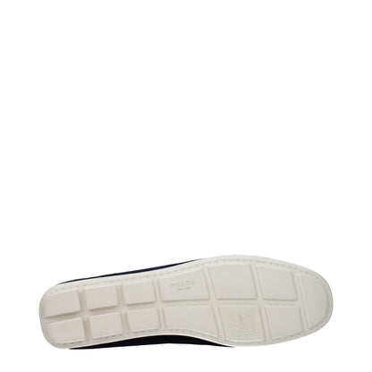 Prada Blue Leather Slip-On Loafers