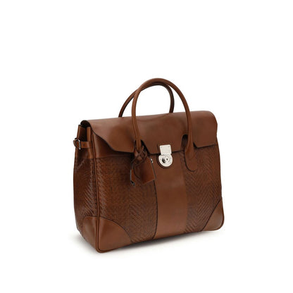 Brunello Cucinelli Brown Calf Leather Bos Taurus Shoulder Bag