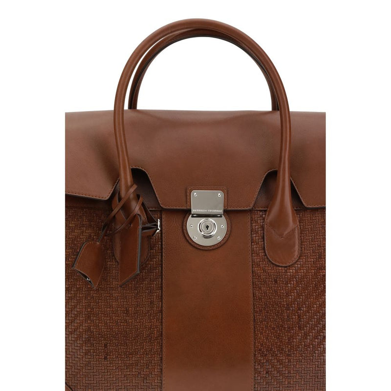 Sac à épaule Brunello Cucinelli en cuir de veau marron