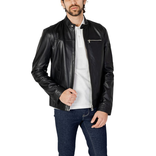 Veste en cuir noir Peuterey