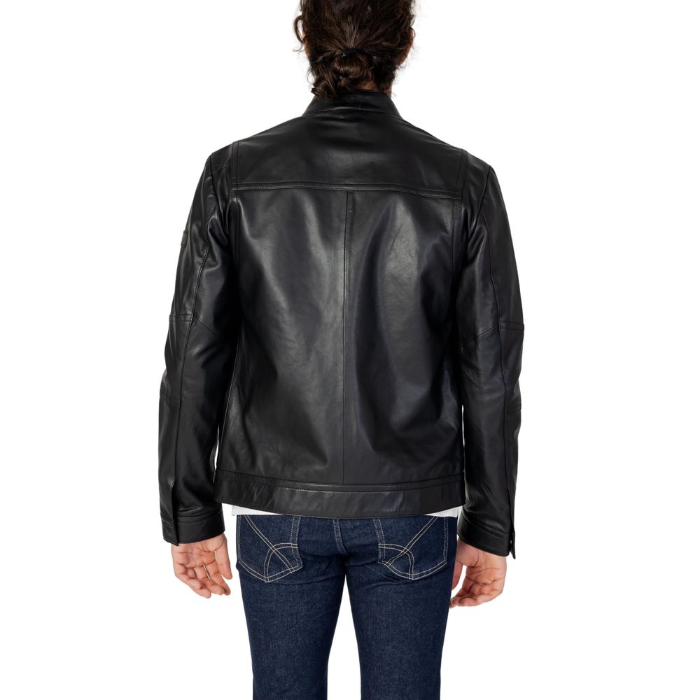 Peuterey Black Leather Jacket for Men - Stylish & Durable