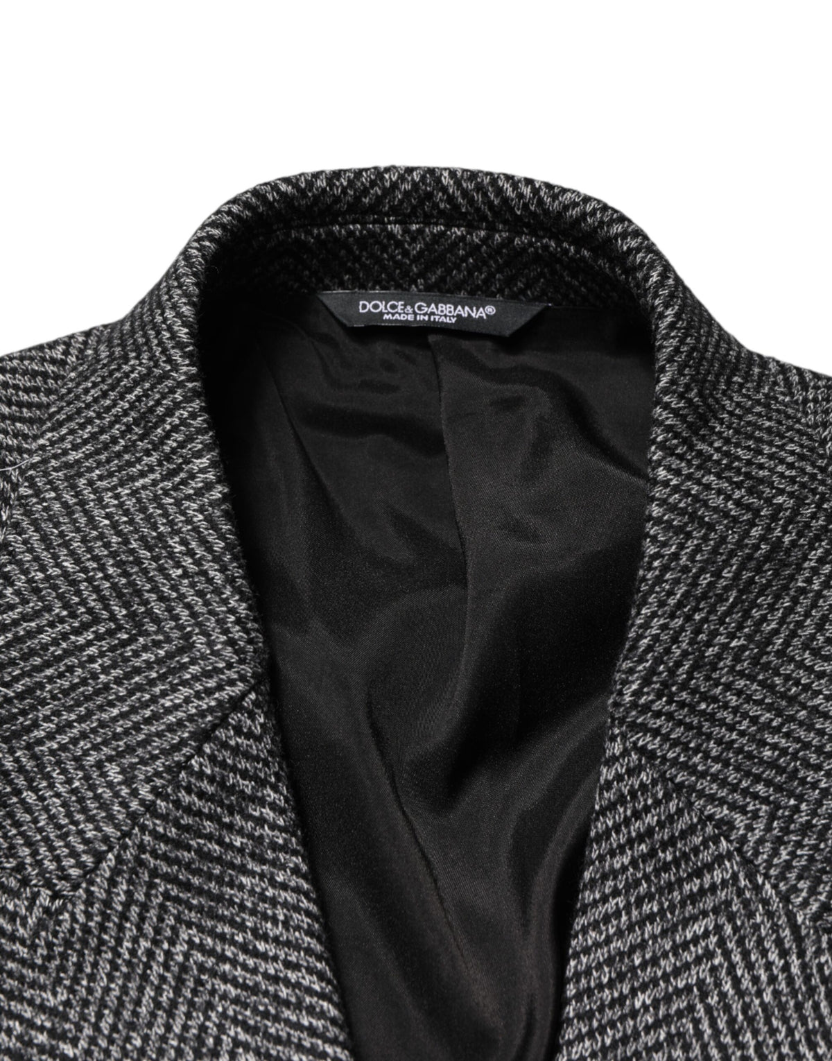 Manteau long trench-coat gris en laine mélangée Dolce &amp; Gabbana pour homme