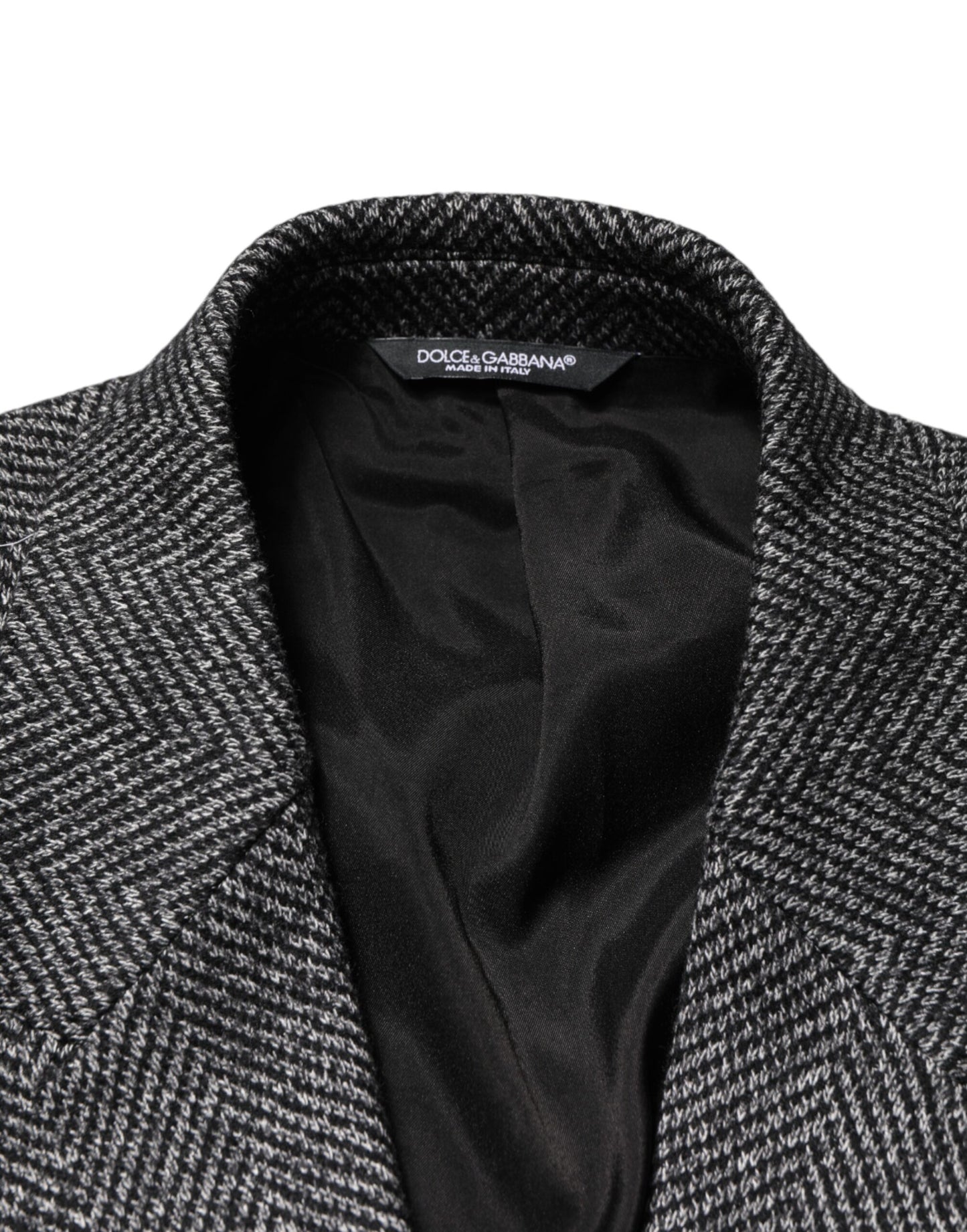 Manteau long trench-coat gris en laine mélangée Dolce &amp; Gabbana pour homme