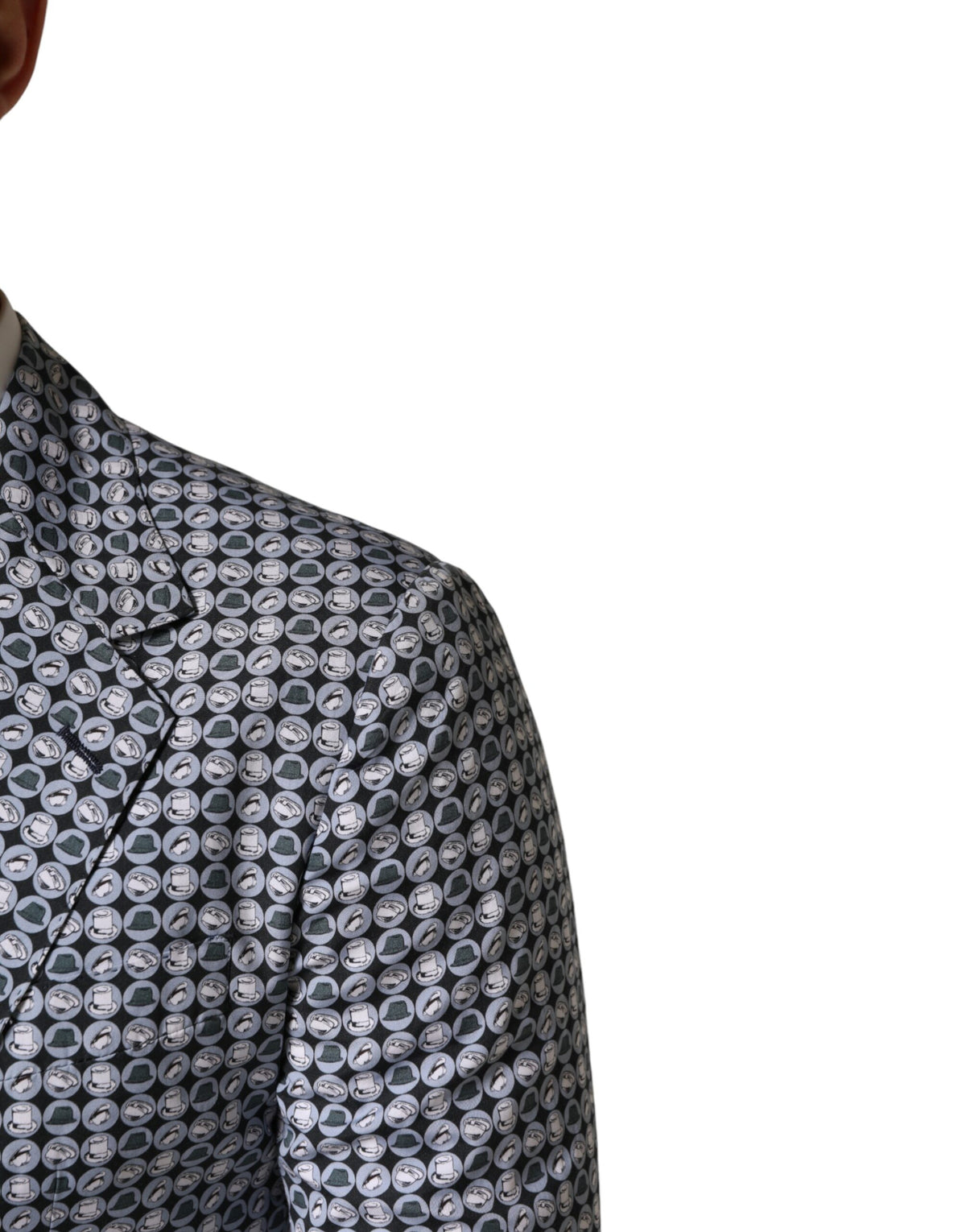 Blazer Dolce &amp; Gabbana bleu en coton à motifs, à simple boutonnage
