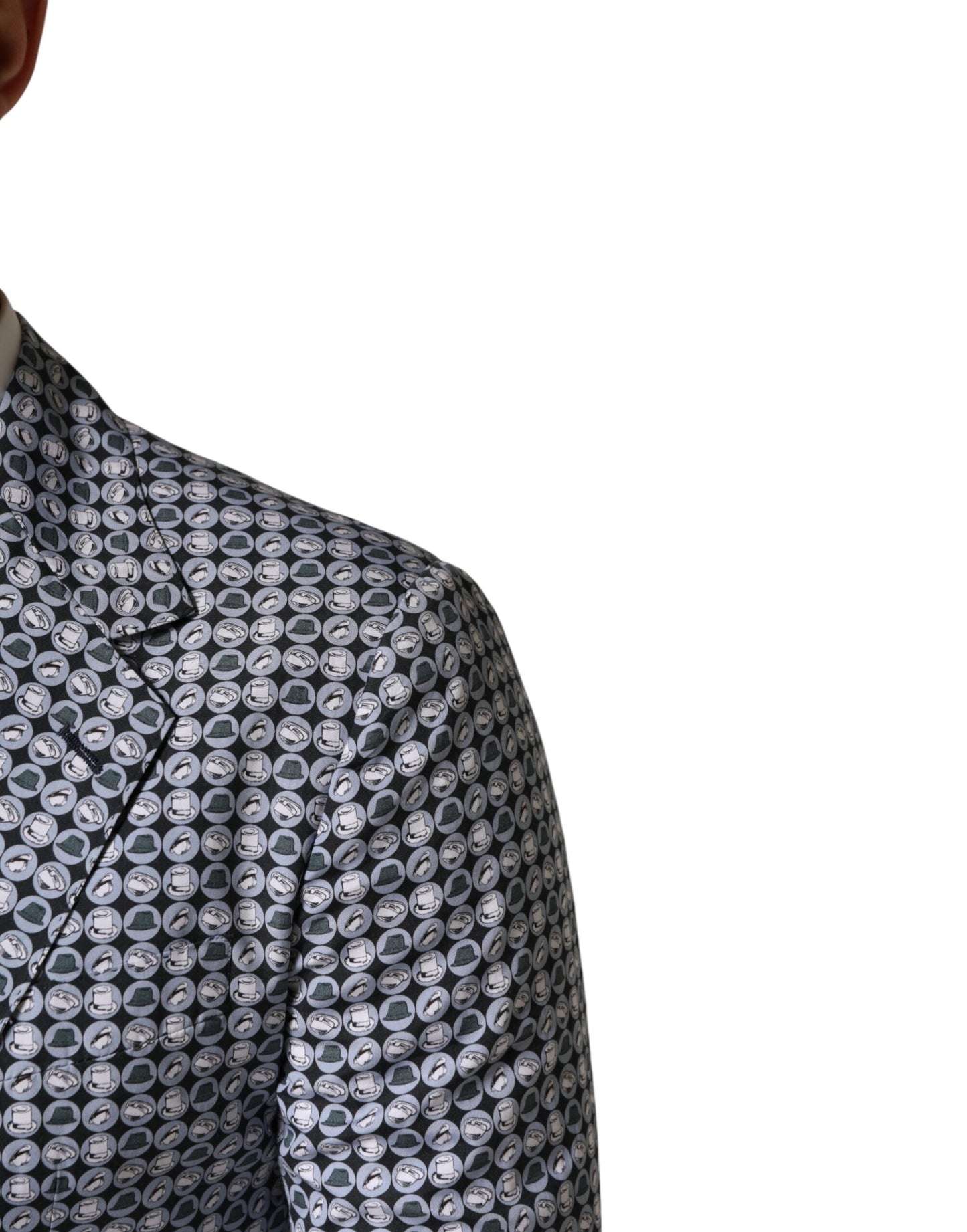 Blazer Dolce &amp; Gabbana bleu en coton à motifs, à simple boutonnage