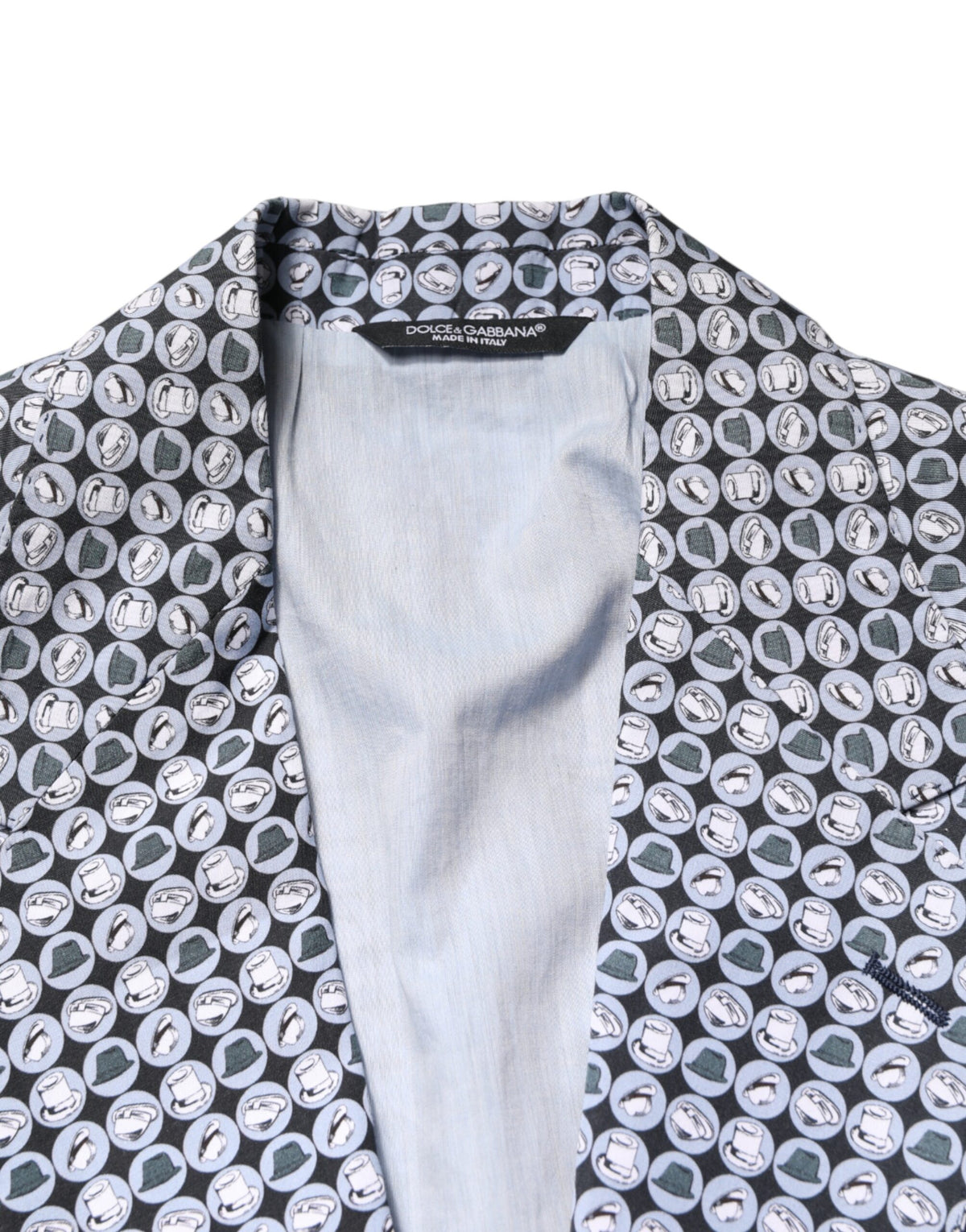 Blazer Dolce &amp; Gabbana bleu en coton à motifs, à simple boutonnage