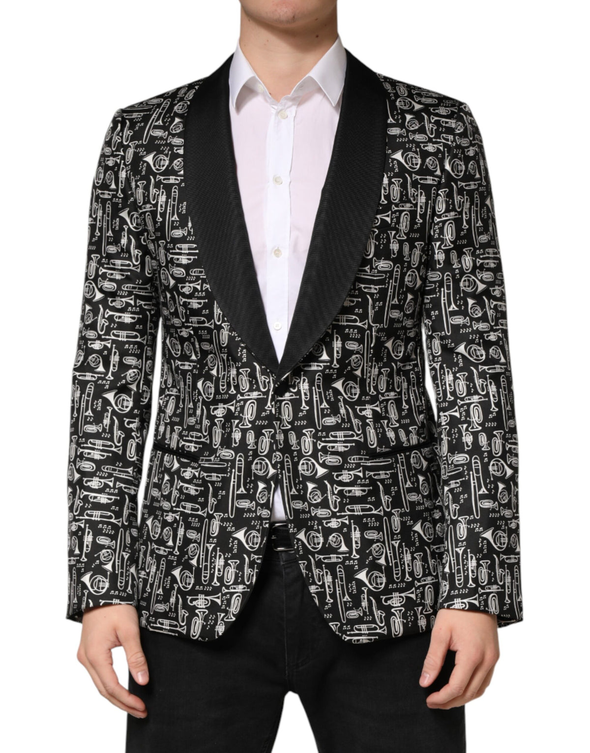 Blazer Dolce &amp; Gabbana Black Jazz Club en soie à simple boutonnage