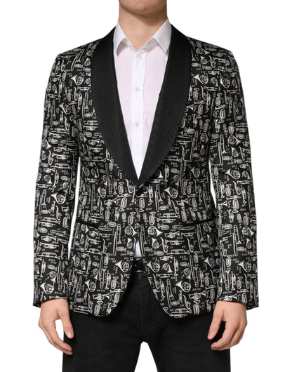 Blazer Dolce &amp; Gabbana Black Jazz Club en soie à simple boutonnage