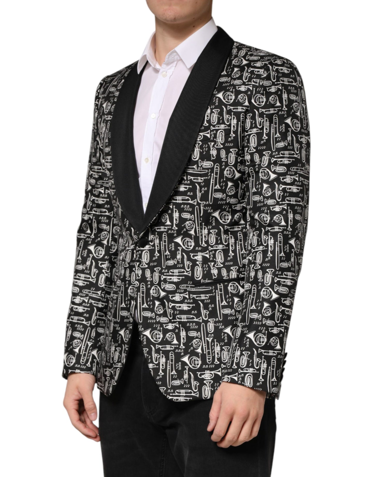 Blazer Dolce &amp; Gabbana Black Jazz Club en soie à simple boutonnage