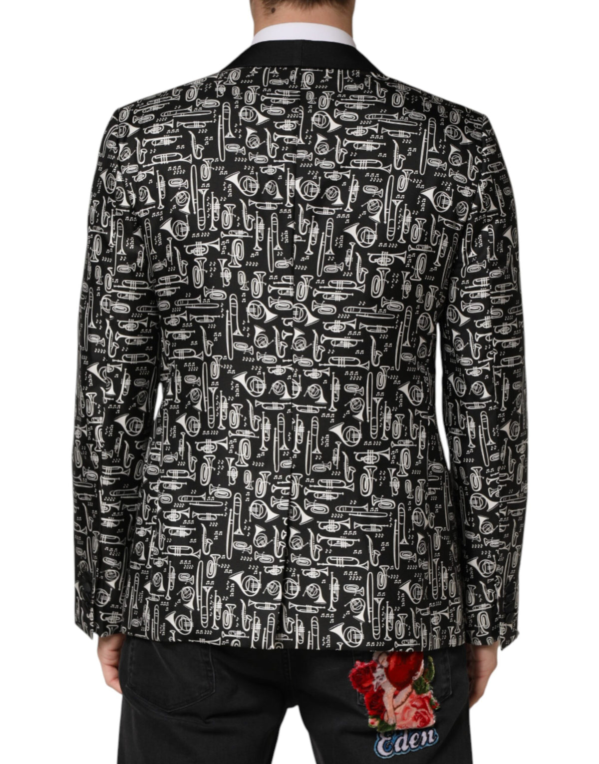 Blazer Dolce &amp; Gabbana Black Jazz Club en soie à simple boutonnage